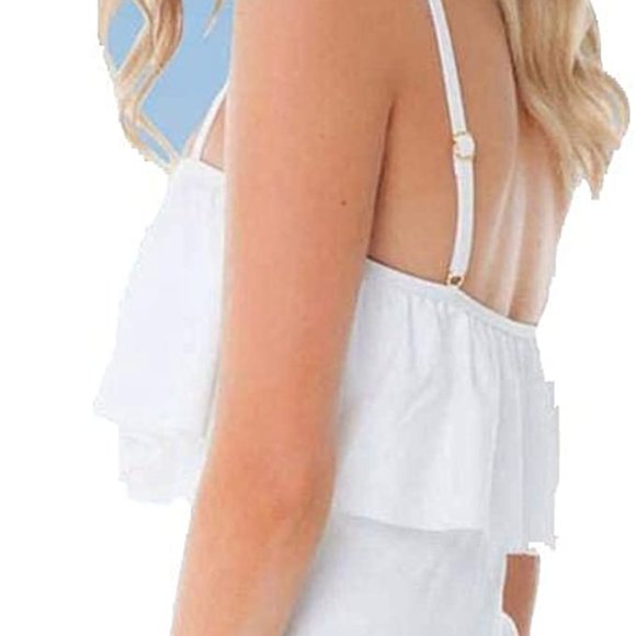 Sugar Coast by Lolli Women's Ruffle Flounce Bandeau White One Piece Swimsuit EUC - Picture 13 of 14